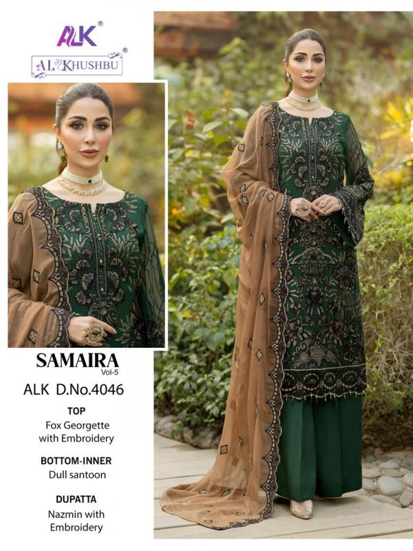 Alk Khushbu Samaira Vol 5 Styles Georgette Designer Embroidery Pakistani Suit Collection